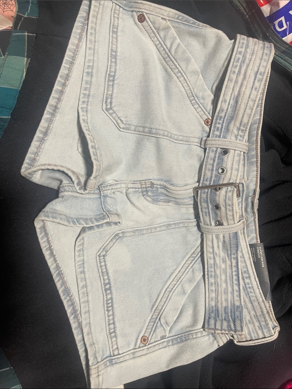 American Eagle Outfitters Light Wash High-Rise Denim “short” Shorts with Belt